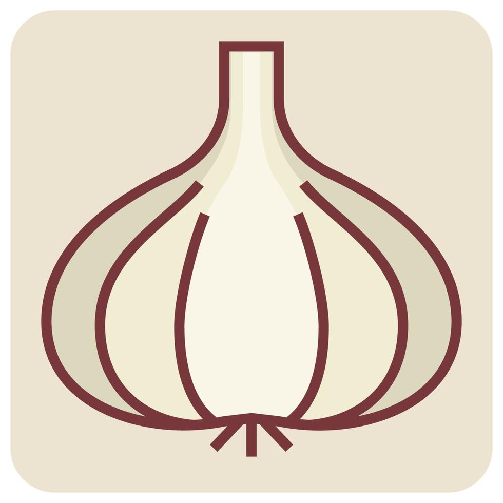 Filled color outline icon for garlic. vector