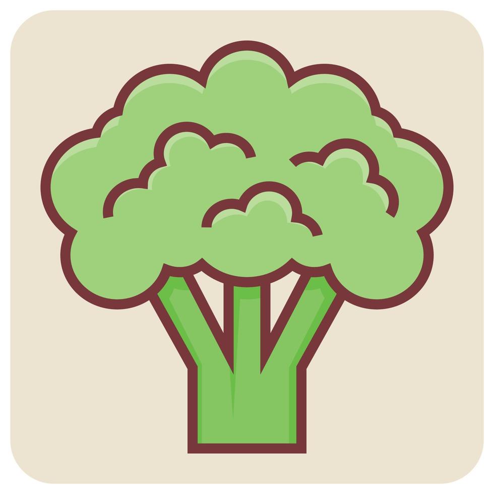 Filled color outline icon for broccoli salad. vector
