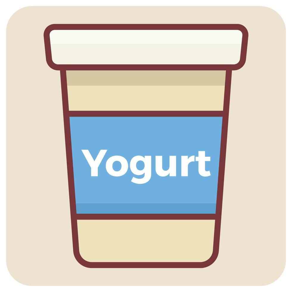 lleno color contorno icono para yogur embalar. vector