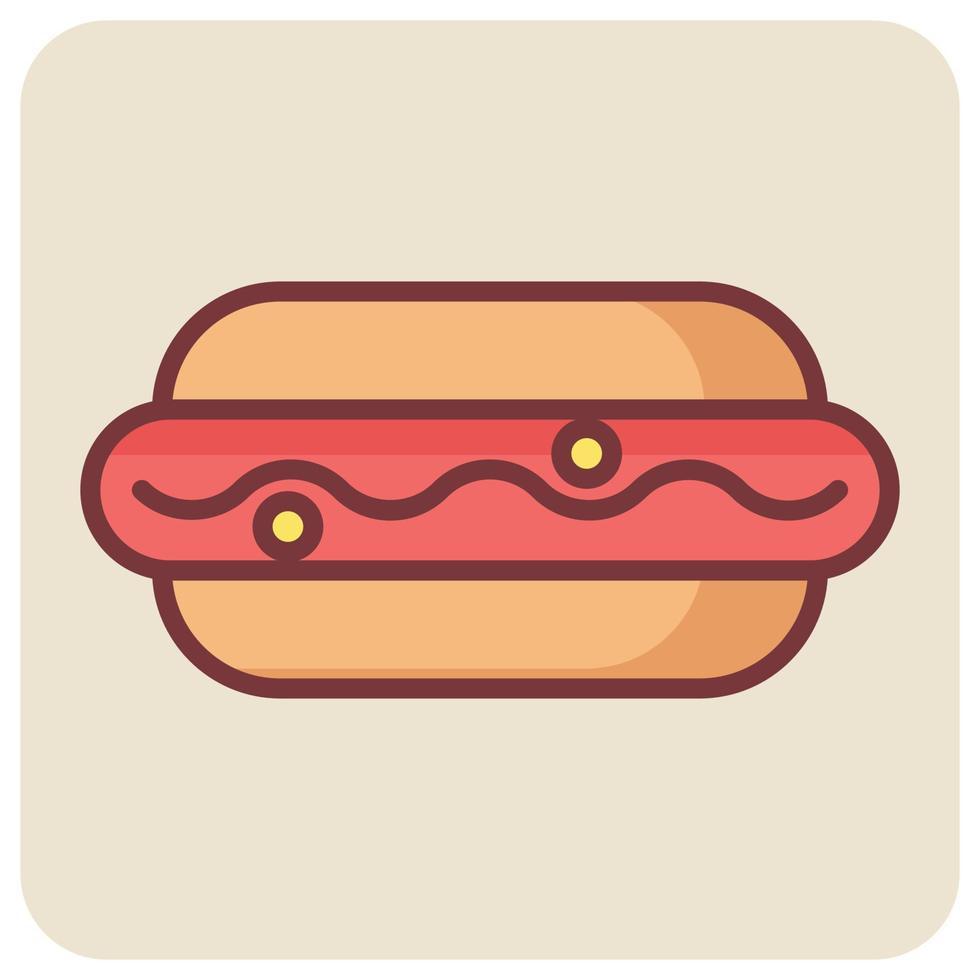 lleno color contorno icono para Pancho bocadillo. vector