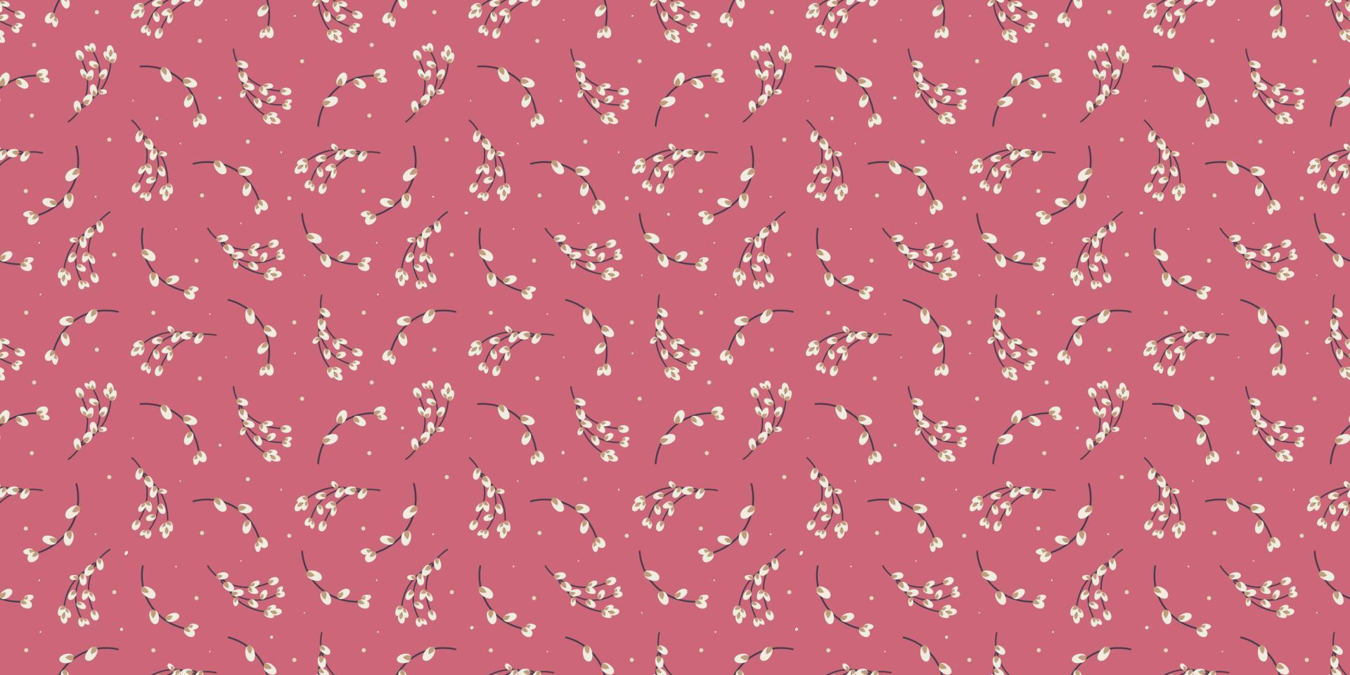 Easter spring seamless pattern with willow twigs vector