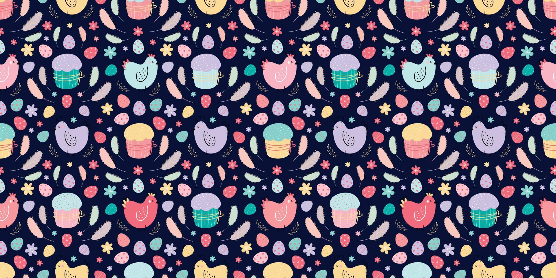 blue Easter seamless pattern background vector