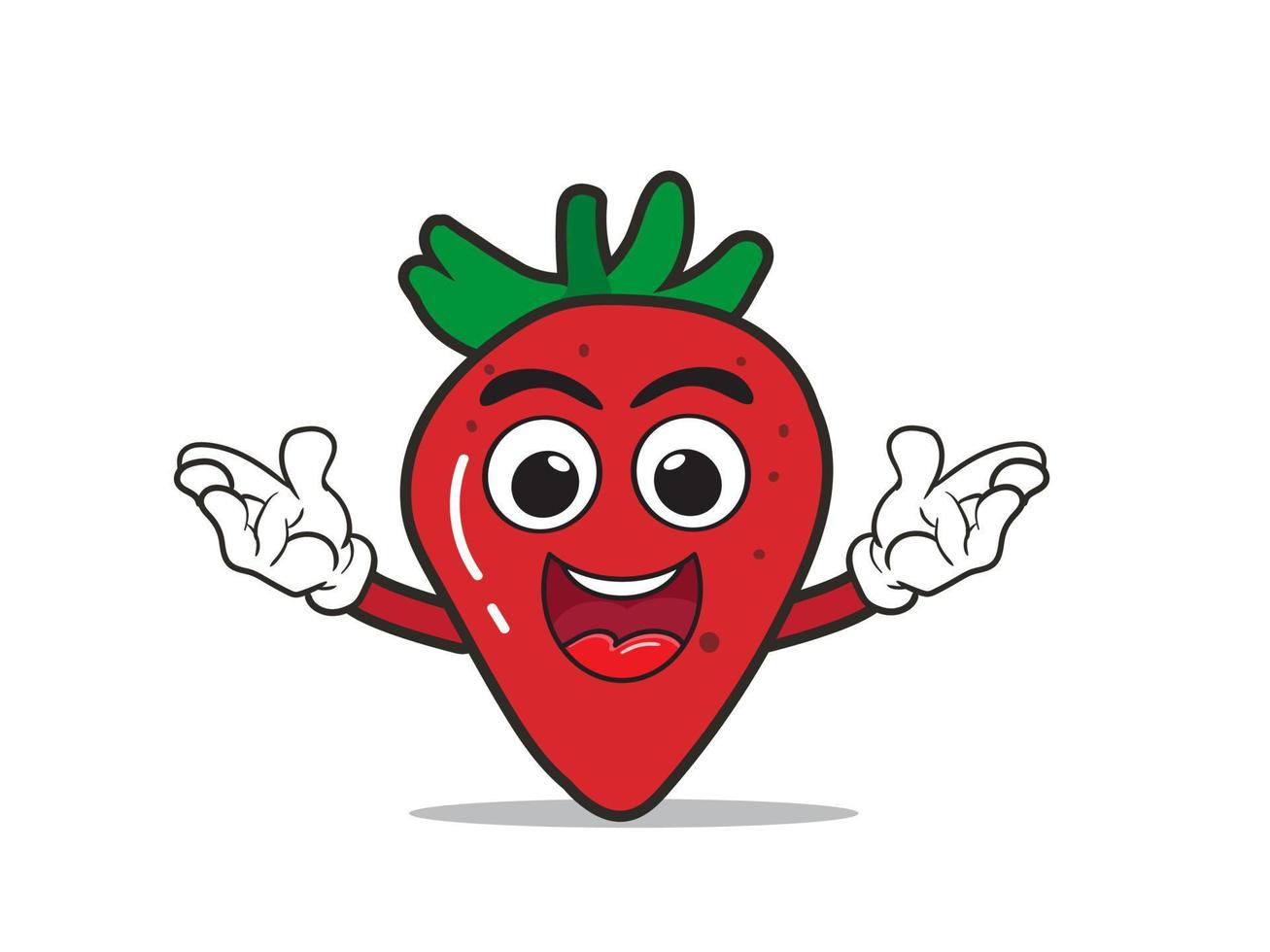 cute strawberry cartoon character, mascot vector illustration