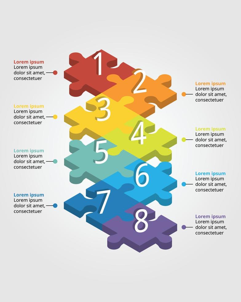 jigsaw timeline template for infographic for presentation for 8 element vector