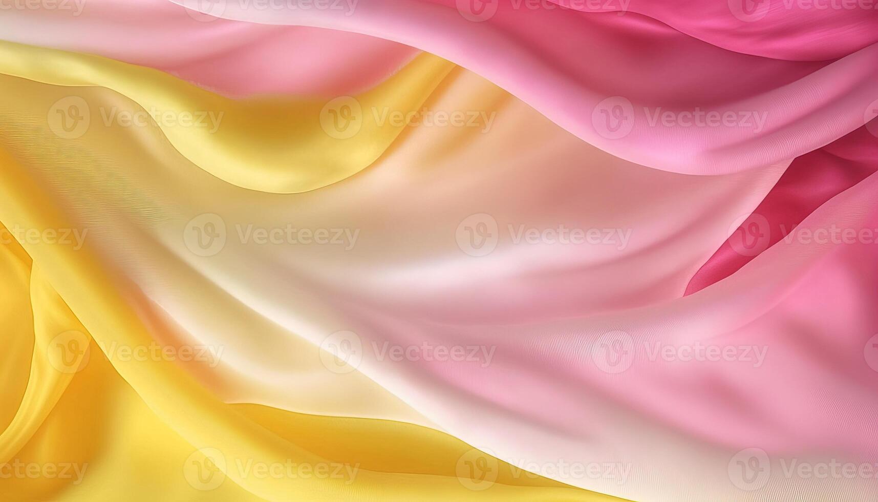 , Flowing chiffon fabric texture in light pink and yellow color. Glossy spring banner, material 3D effect, modern macro photorealistic abstract background illustration. photo