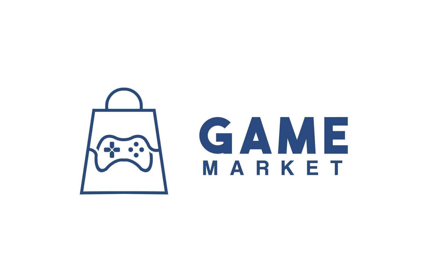 Game shop with bag logo game icon concept or symbol for mobile, in clean and simple line style vector
