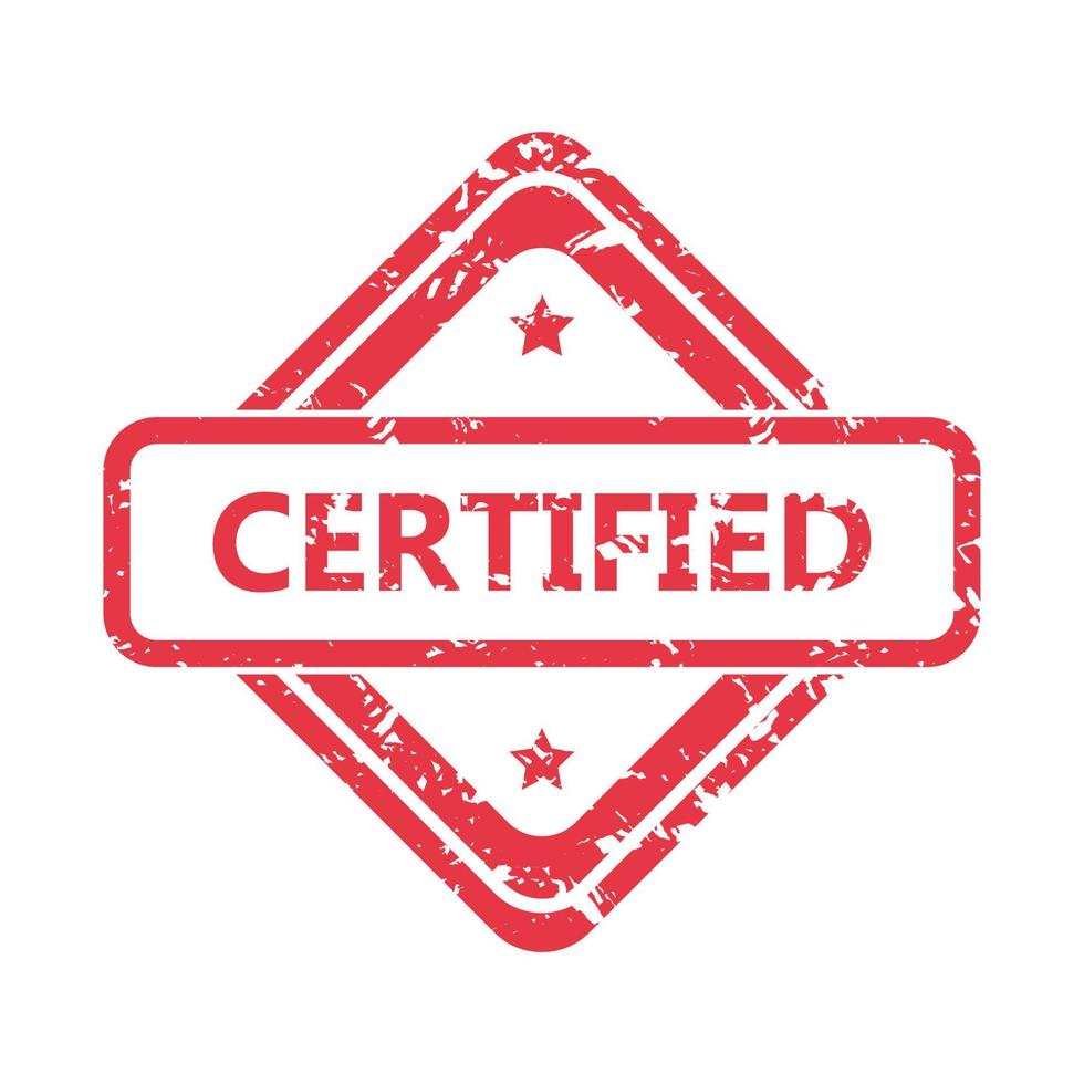 Rubber stamp cerified, red color seal isolated. Vector of certified stamp, symbol seal and insignia illustration