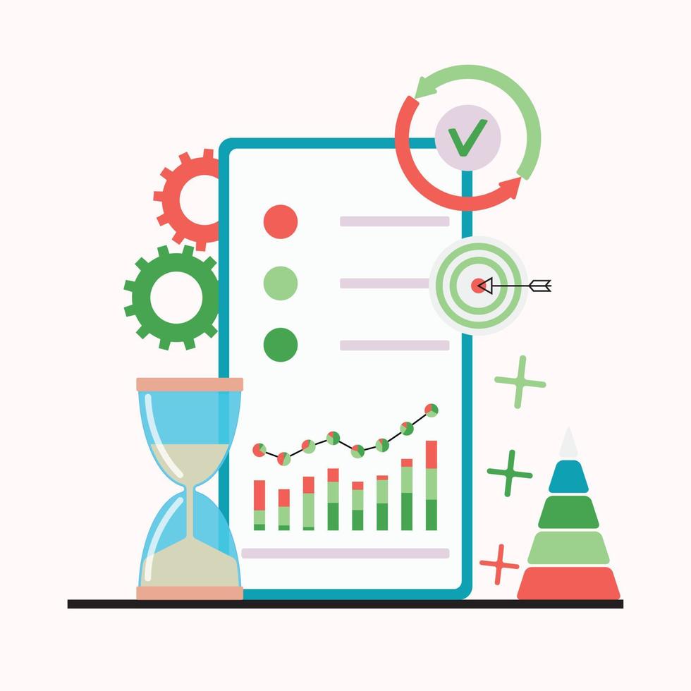 Smart business chart in mobile app, metrics and stats, management and control. Business chart mobile, app, technology smart with graph digital illustration vector