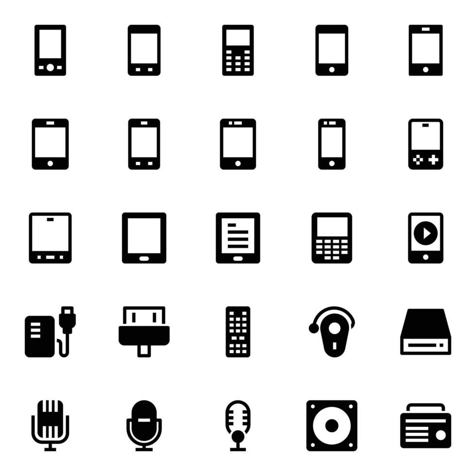 Glyph icons for Gadgets and devices. vector