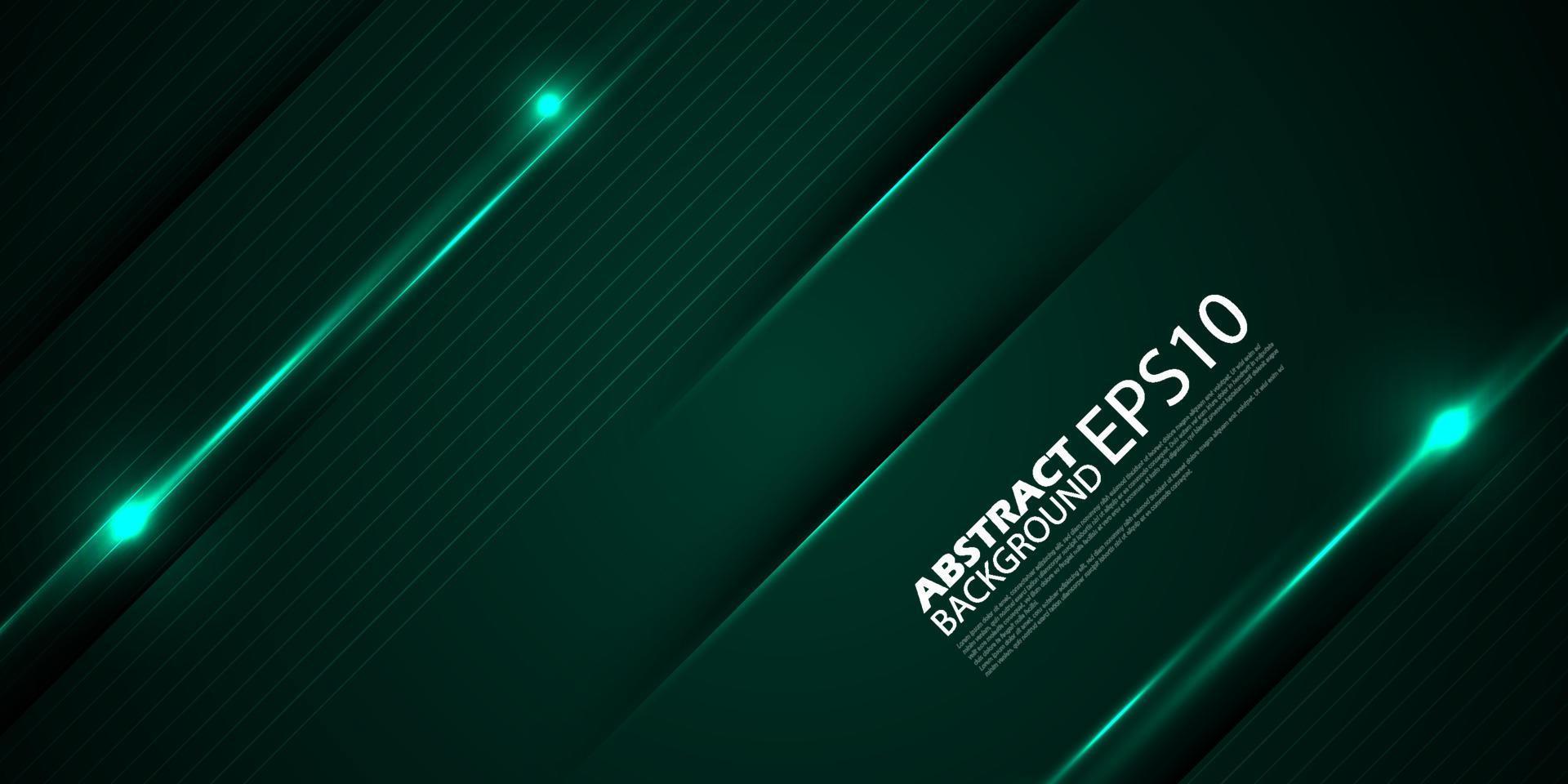 Abstract dark green futuristic background template vector with shiny lines and lights. Green background with strong pattern design.Eps10 vector