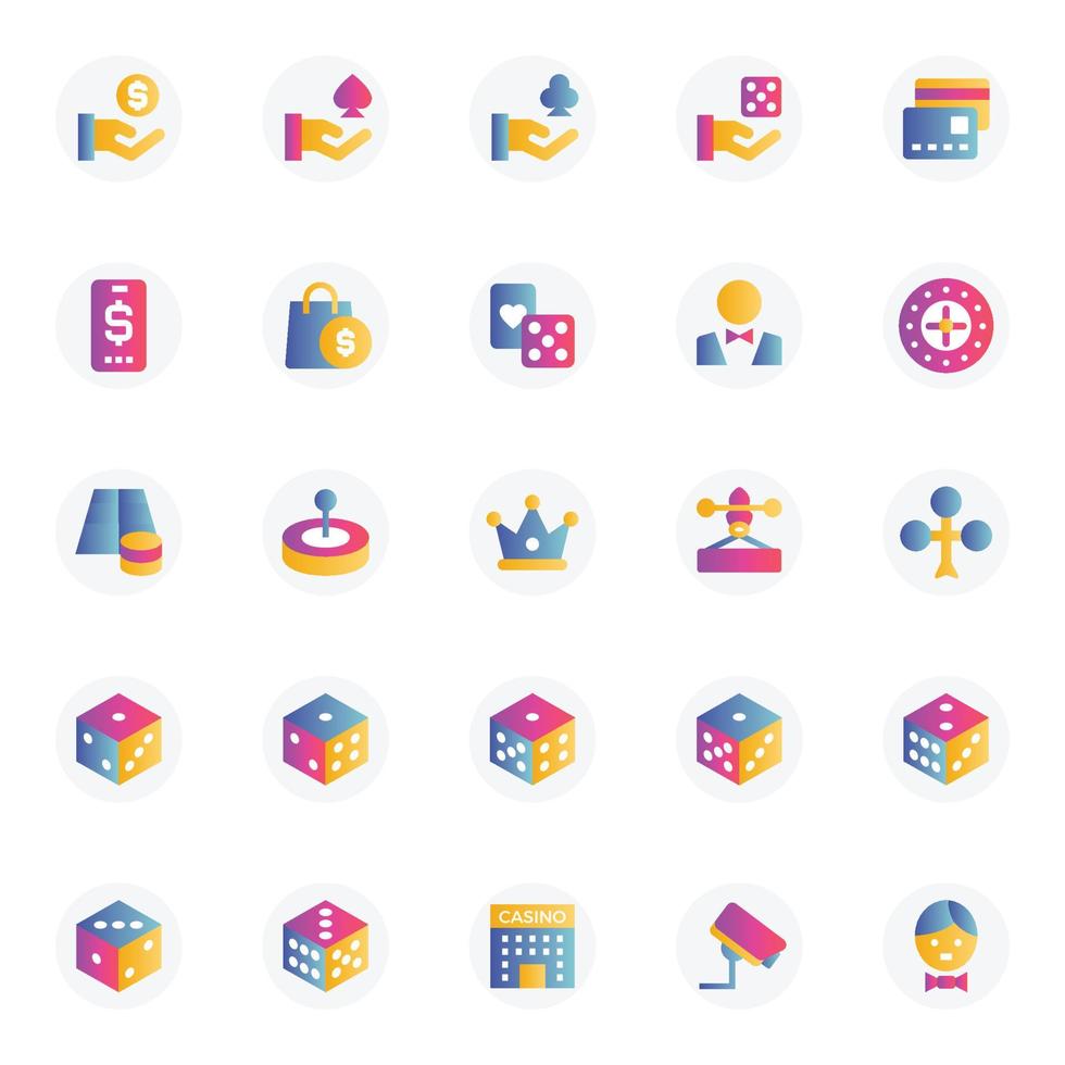Gradient icons for Gambling. vector