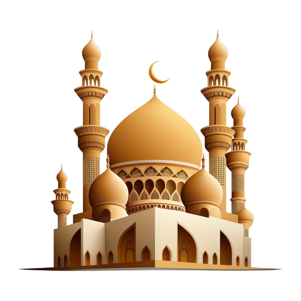 Ramadan Kareem Golden Mosque With Transparent Background png