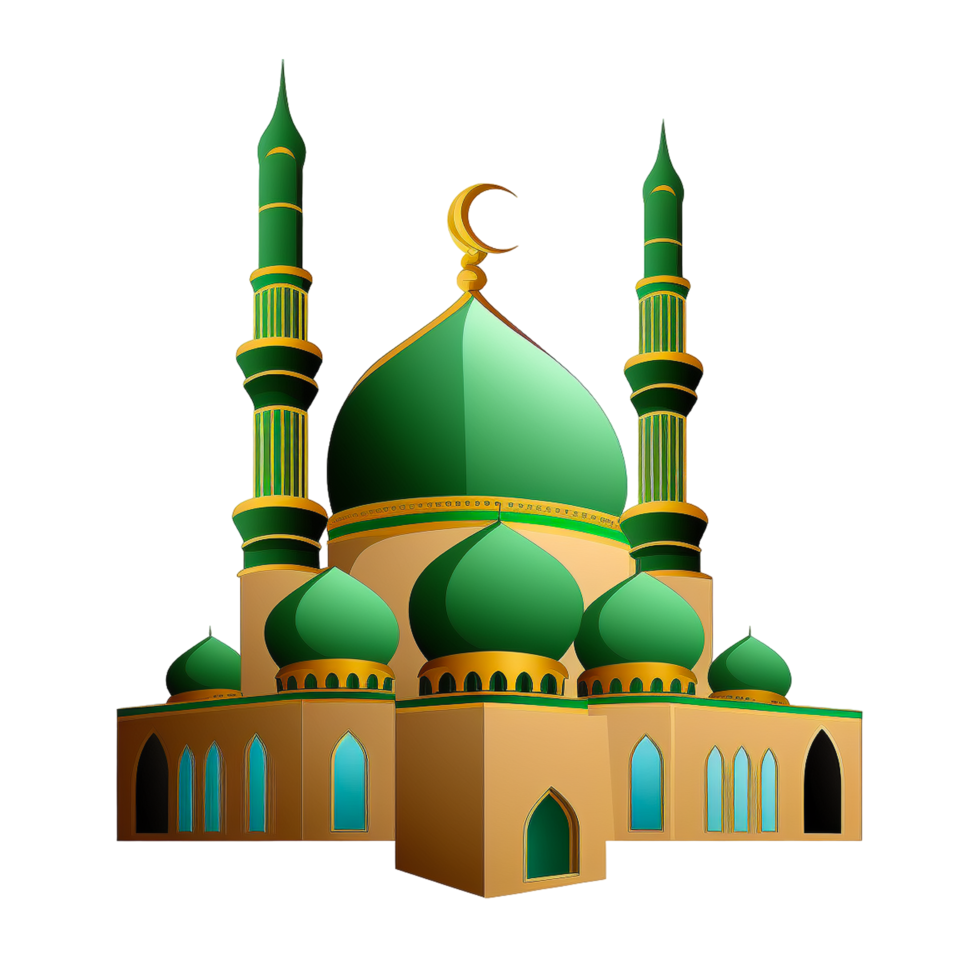 Ramadan Kareem Green Mosque With Transparent Background png