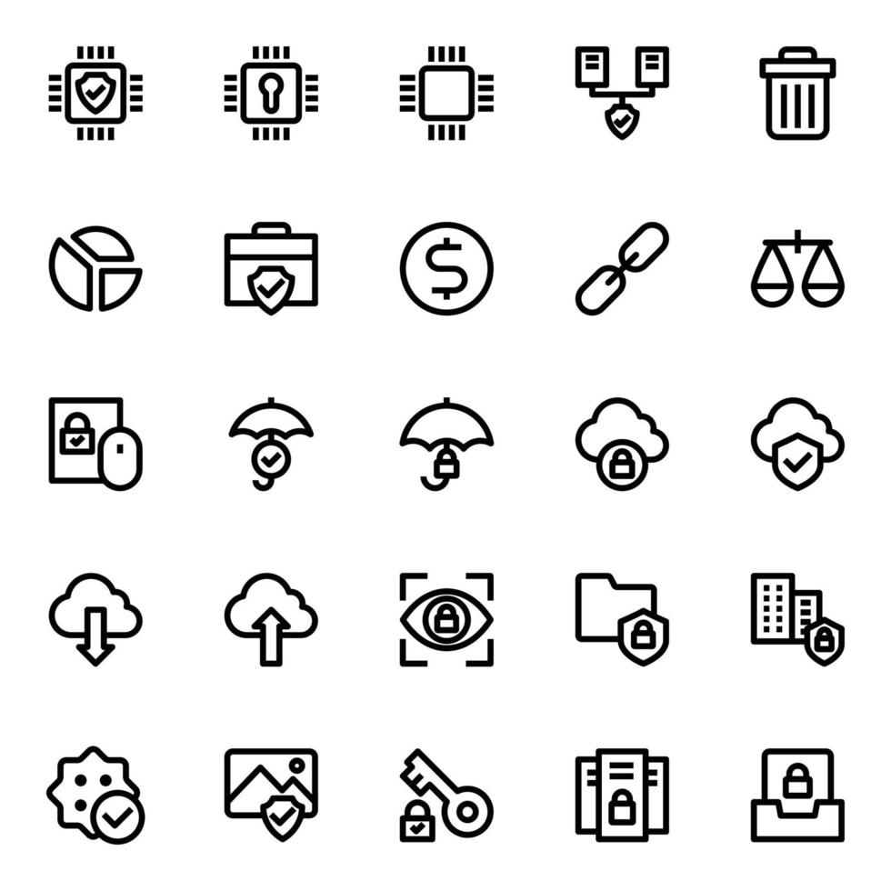 Outline icons for General data protection regulation. vector