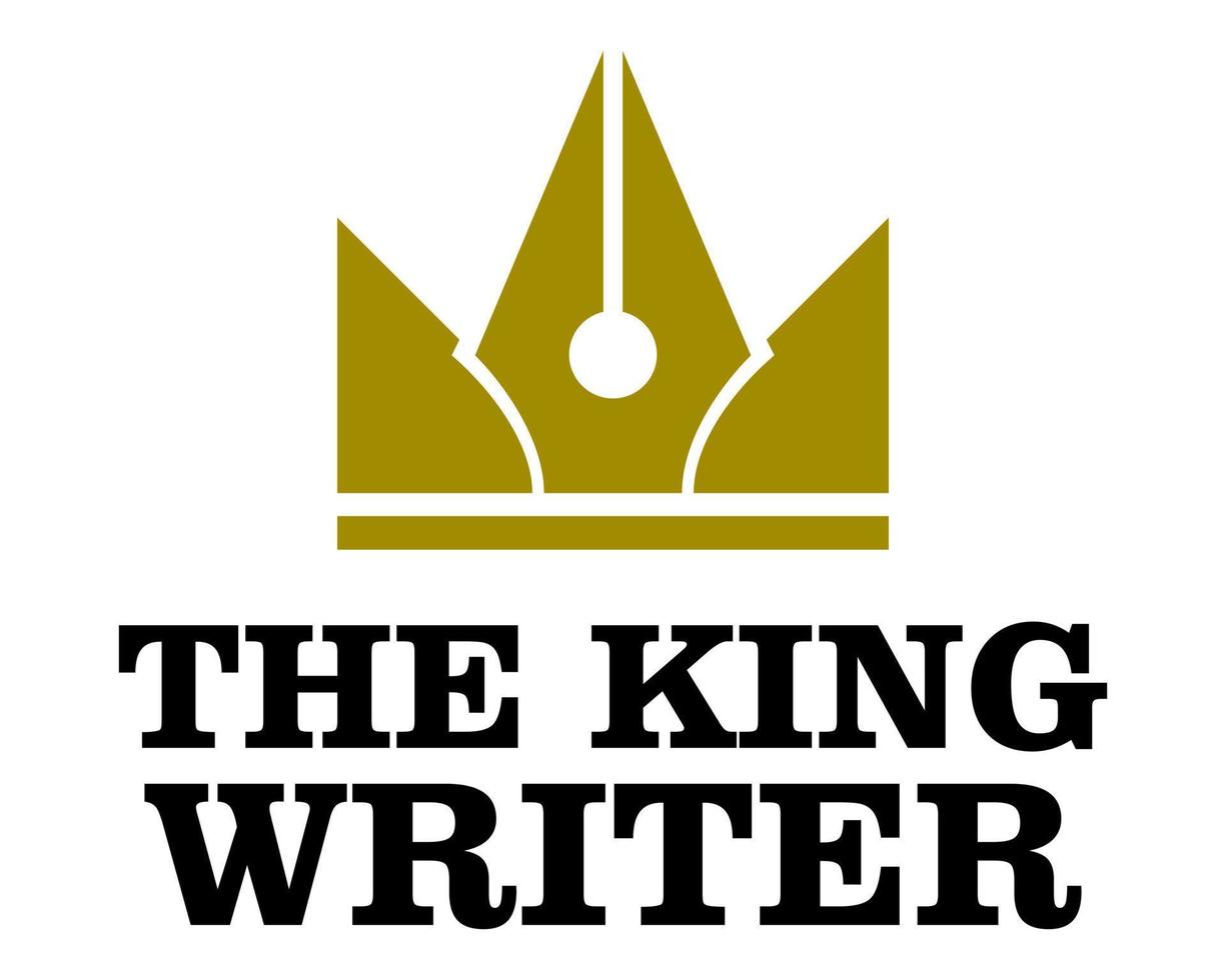 Pen icon and crown king logo design. vector