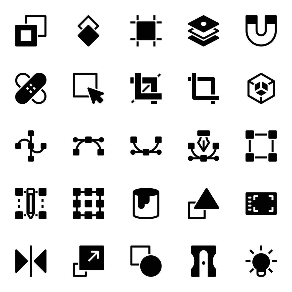 Glyph icons for Graphic design. vector