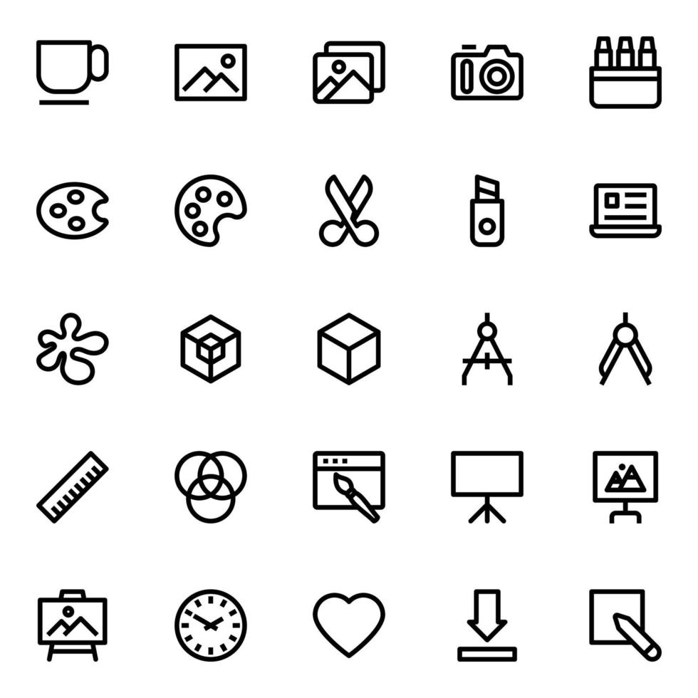 Outline icons for Graphic design. vector