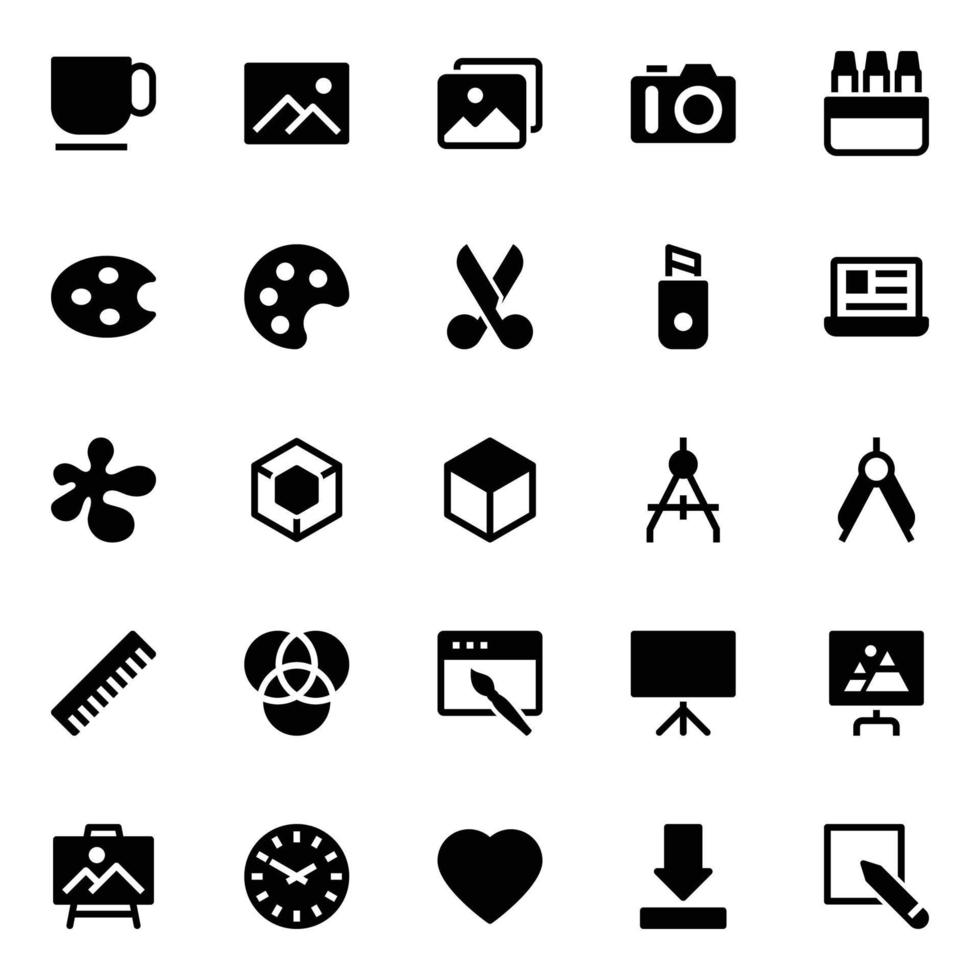 Glyph icons for Graphic design. vector