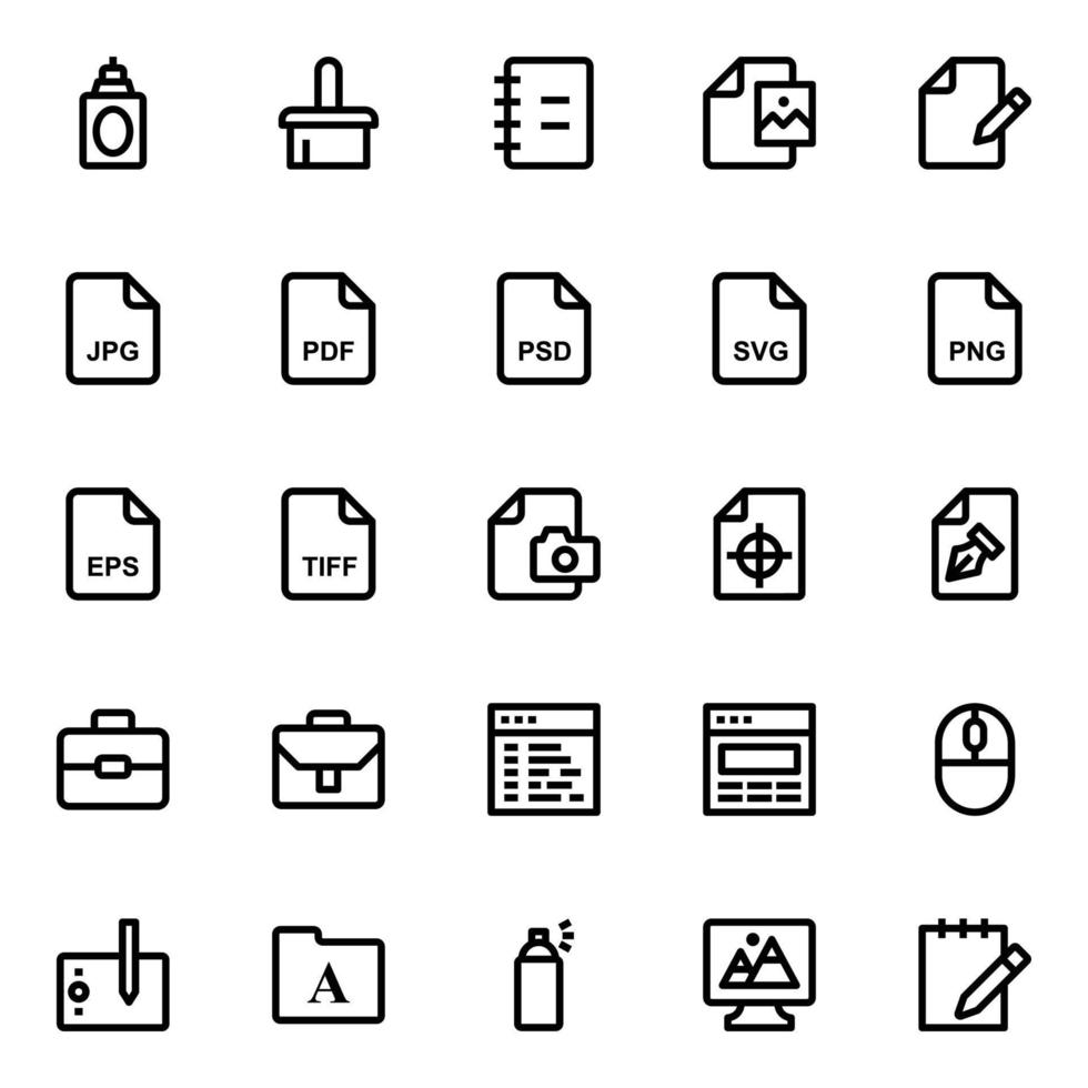 Outline icons for Graphic design. vector