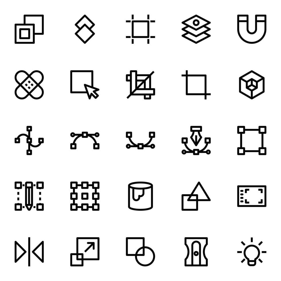 Outline icons for Graphic design. vector