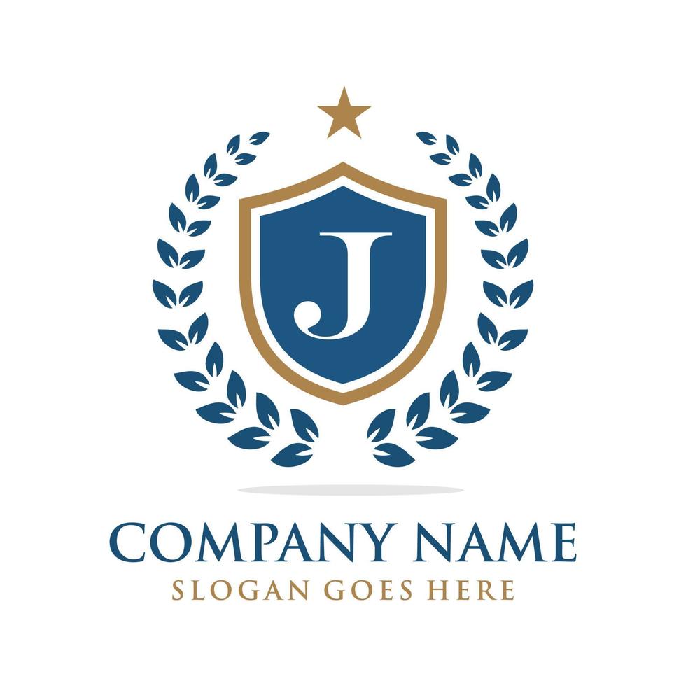 Letter J initial wreath logo vector