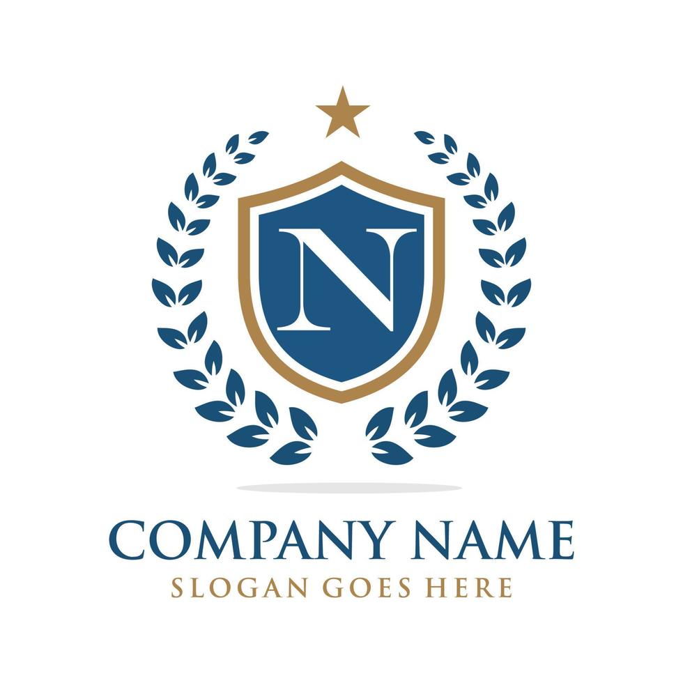 Letter N initial wreath logo vector