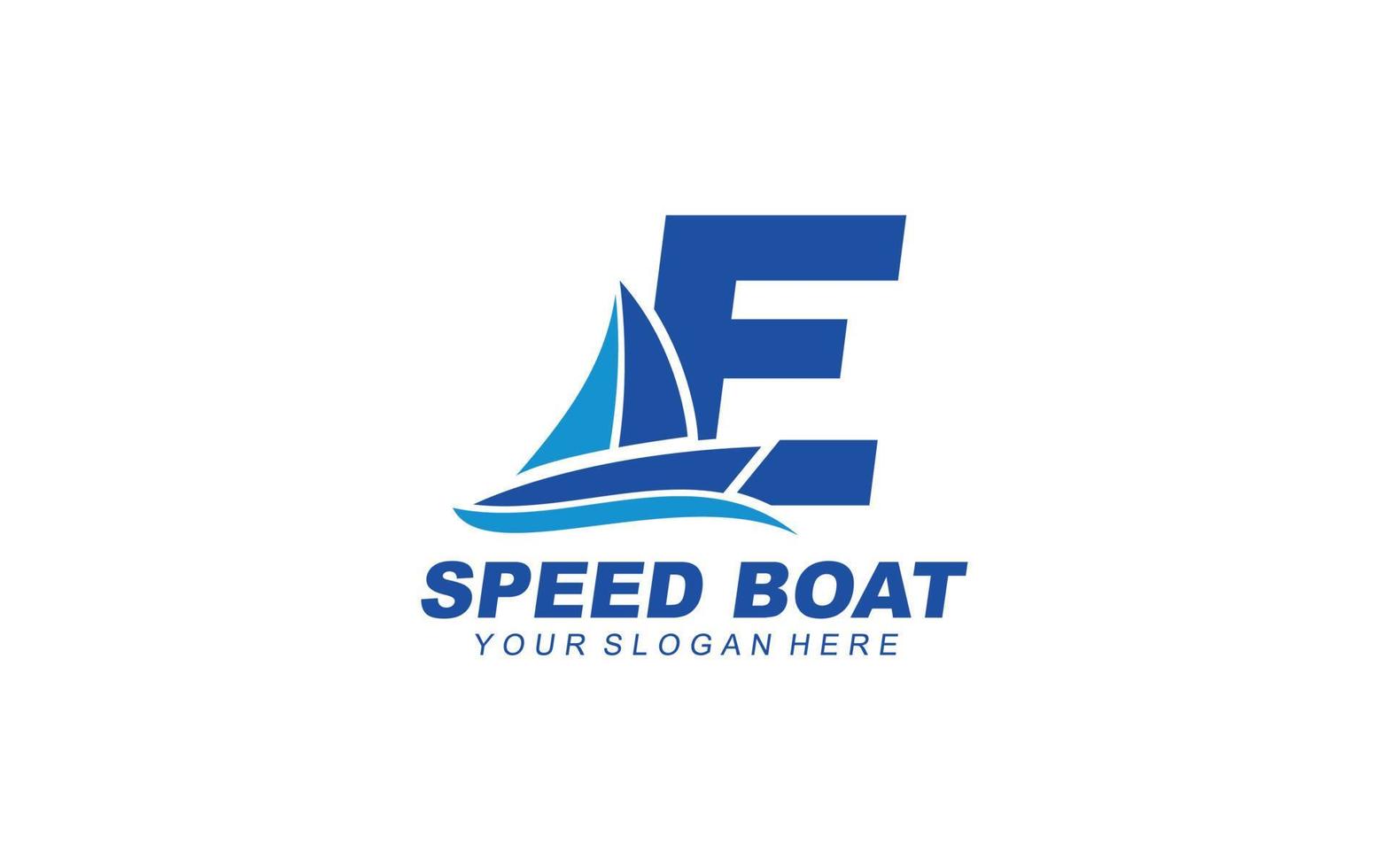 E Boat logo design inspiration. Vector letter template design for brand.