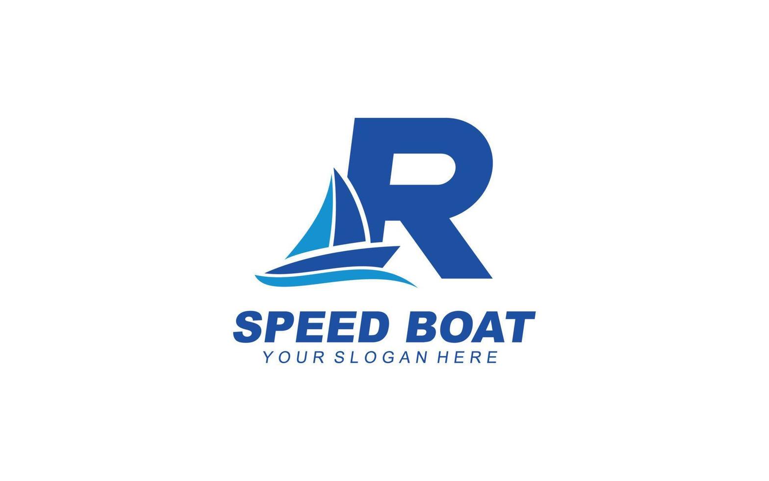 R Boat logo design inspiration. Vector letter template design for brand
