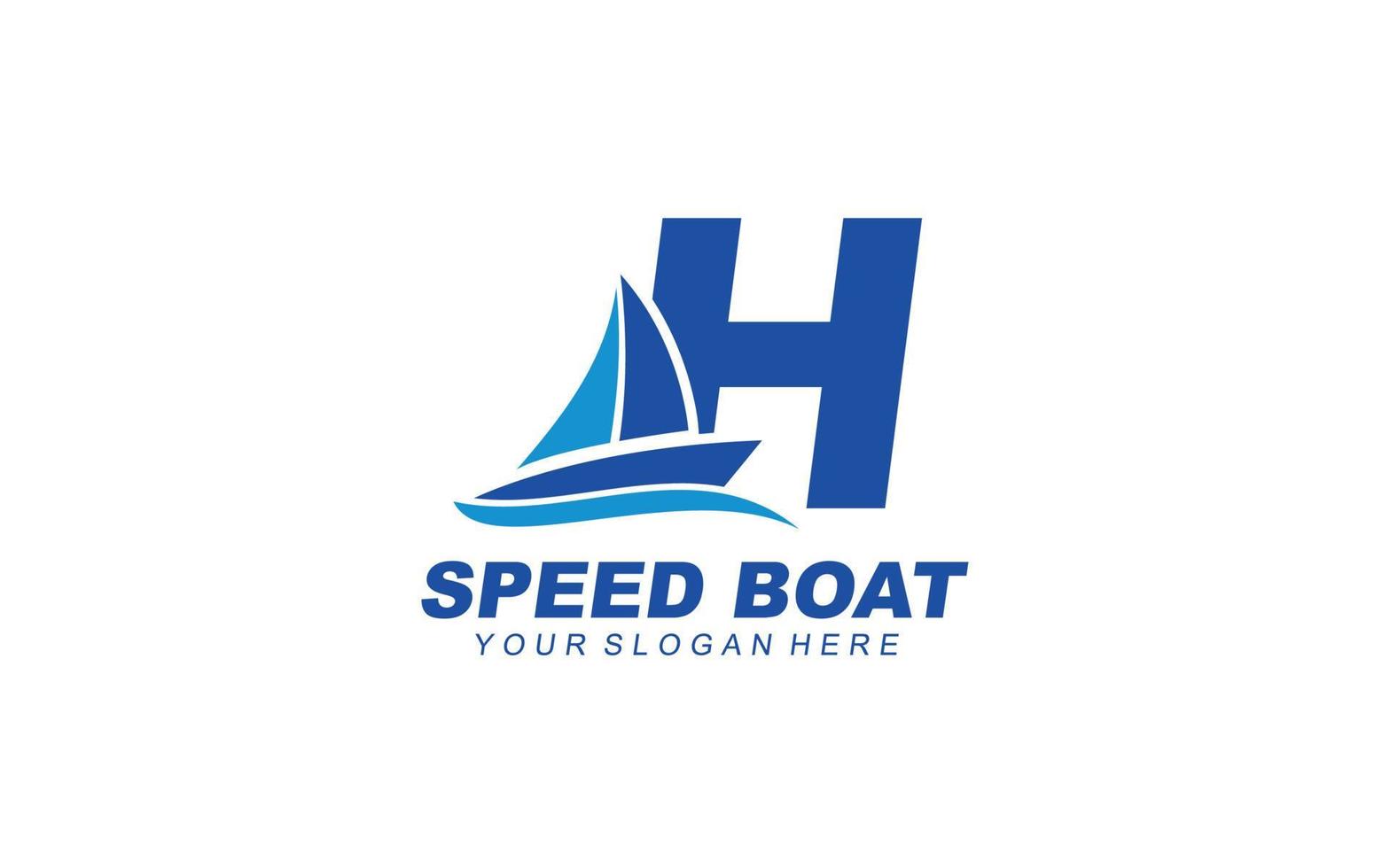 H Boat logo design inspiration. Vector letter template design for brand.