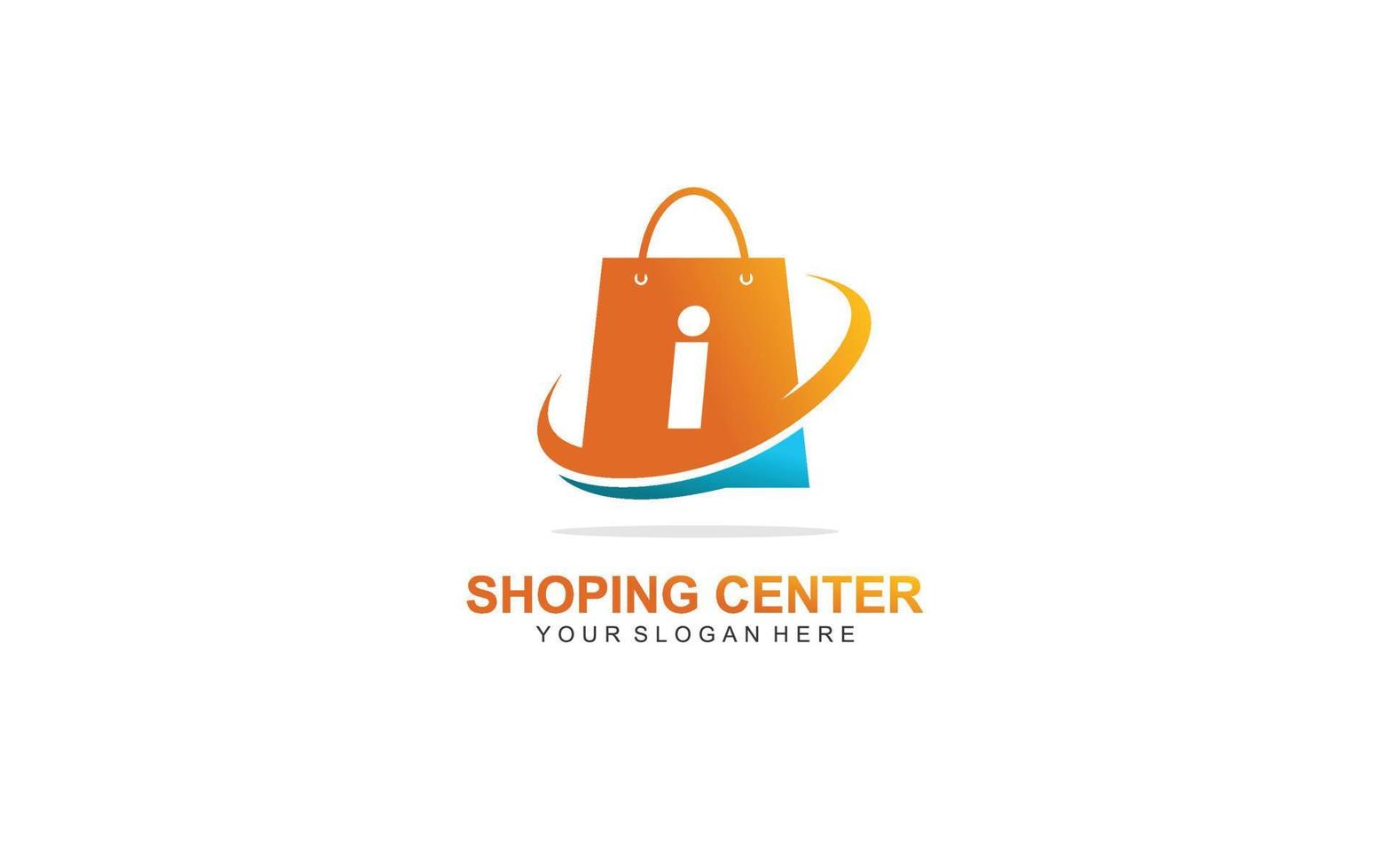 I shopping bag logo design inspiration. Vector letter template design for brand.