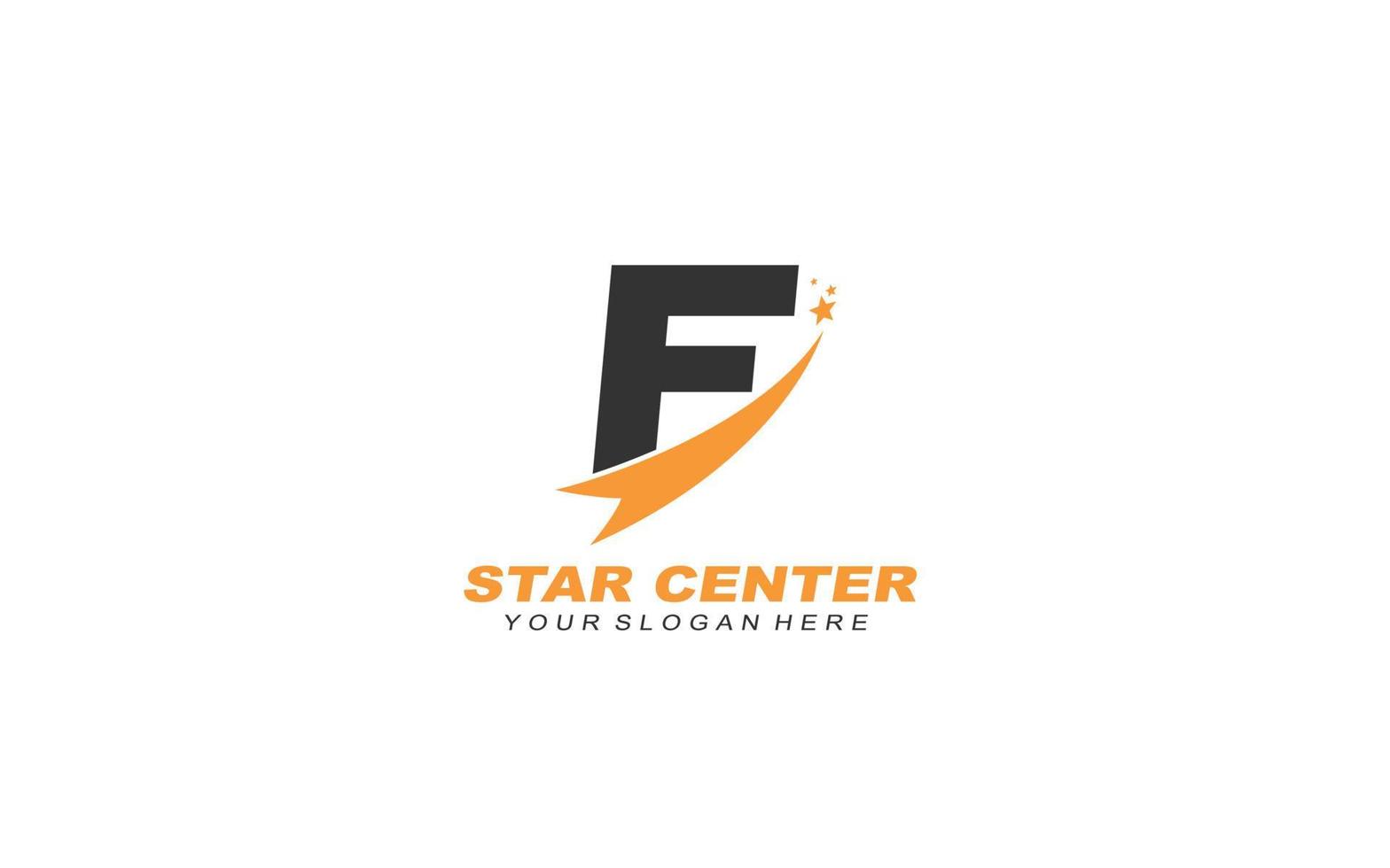 F star logo design inspiration. Vector letter template design for brand.