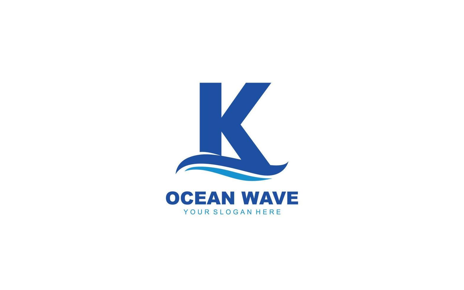 K WAVE logo design inspiration. Vector letter template design for brand.