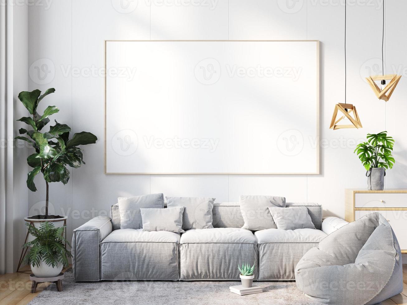 Modern home interior Mockup In Wall Living Room Templete Minimal Cozy Design photo
