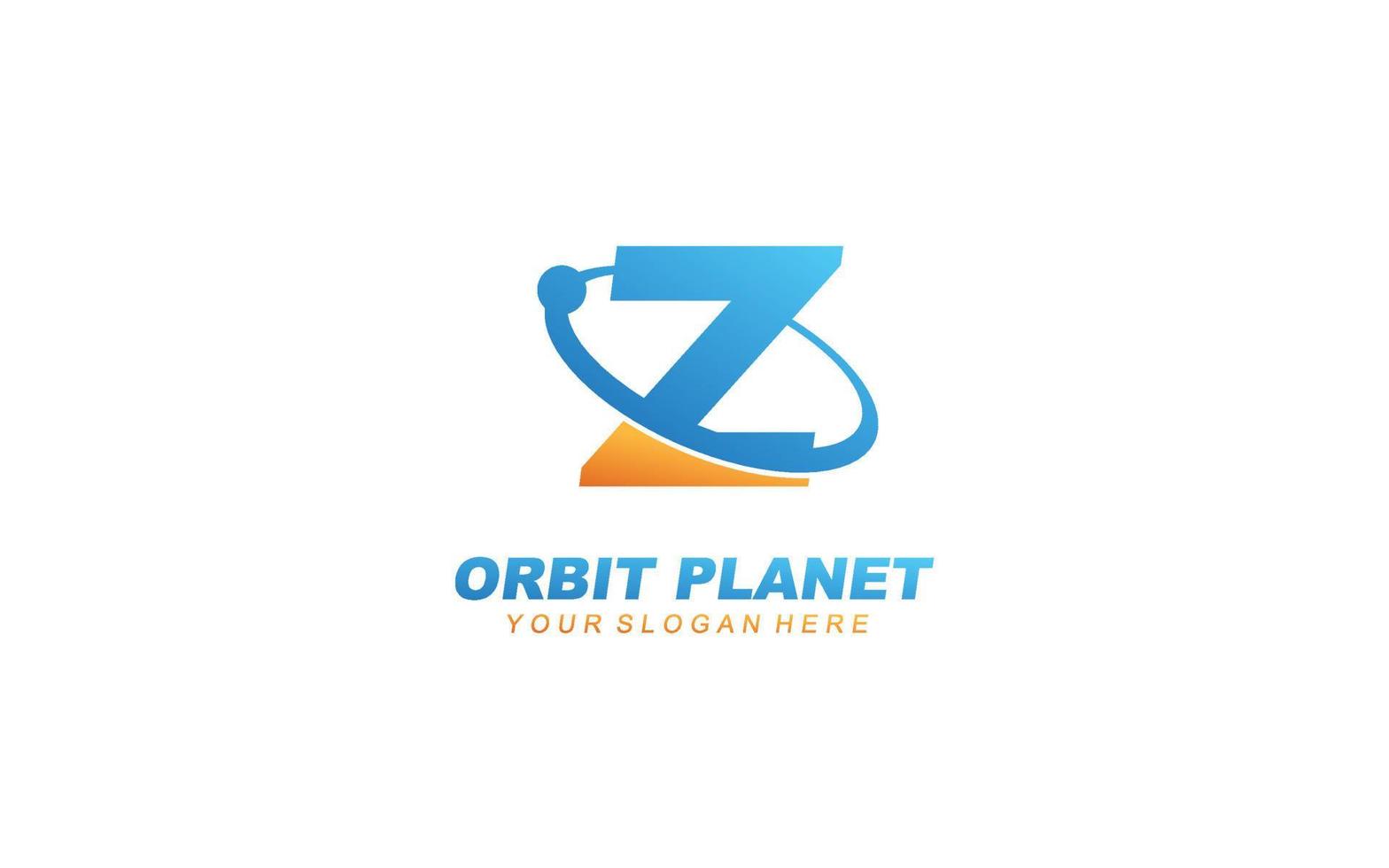 Z planet logo design inspiration. Vector letter template design for brand.