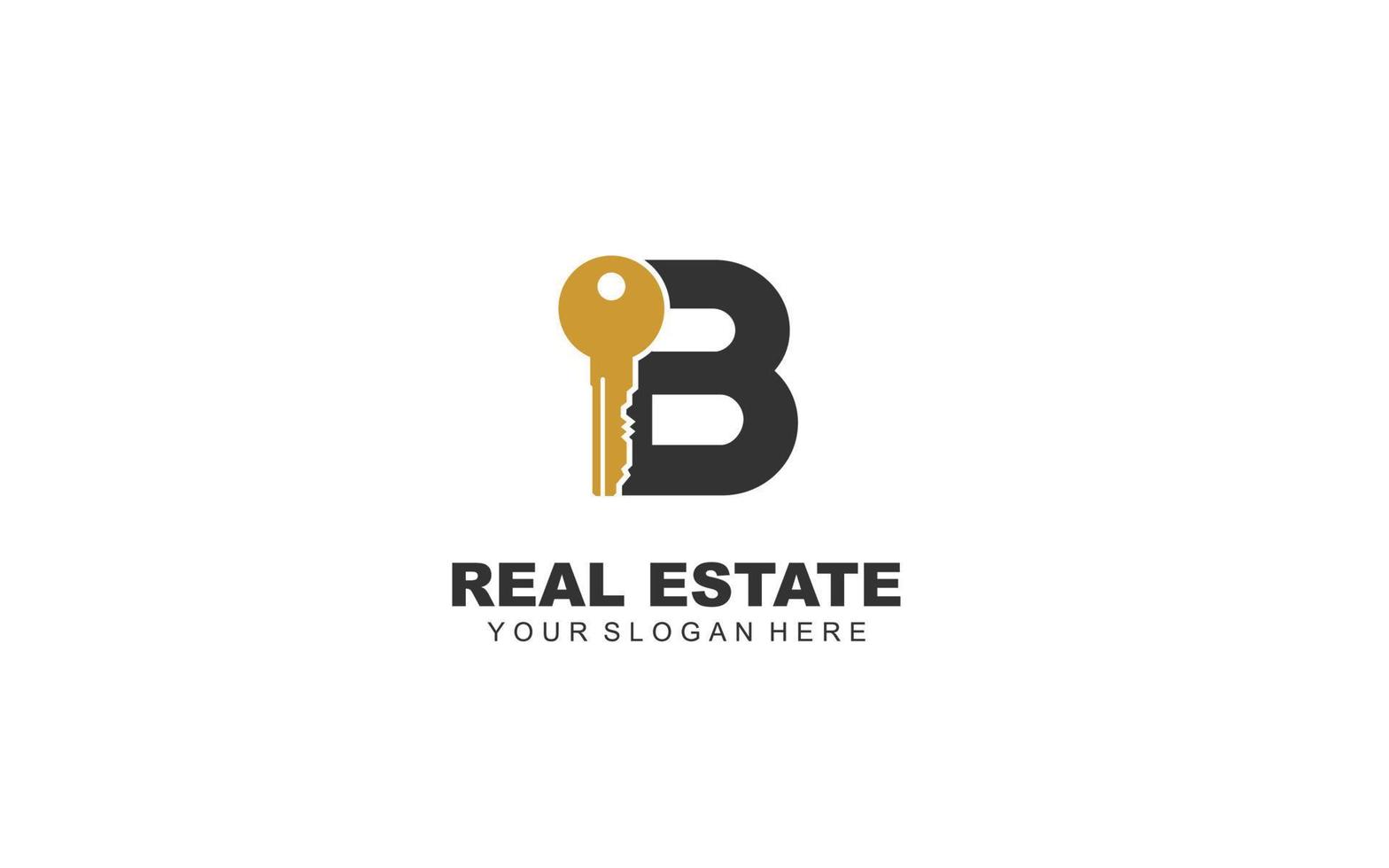 B real estate logo design inspiration. Vector letter template design for brand.