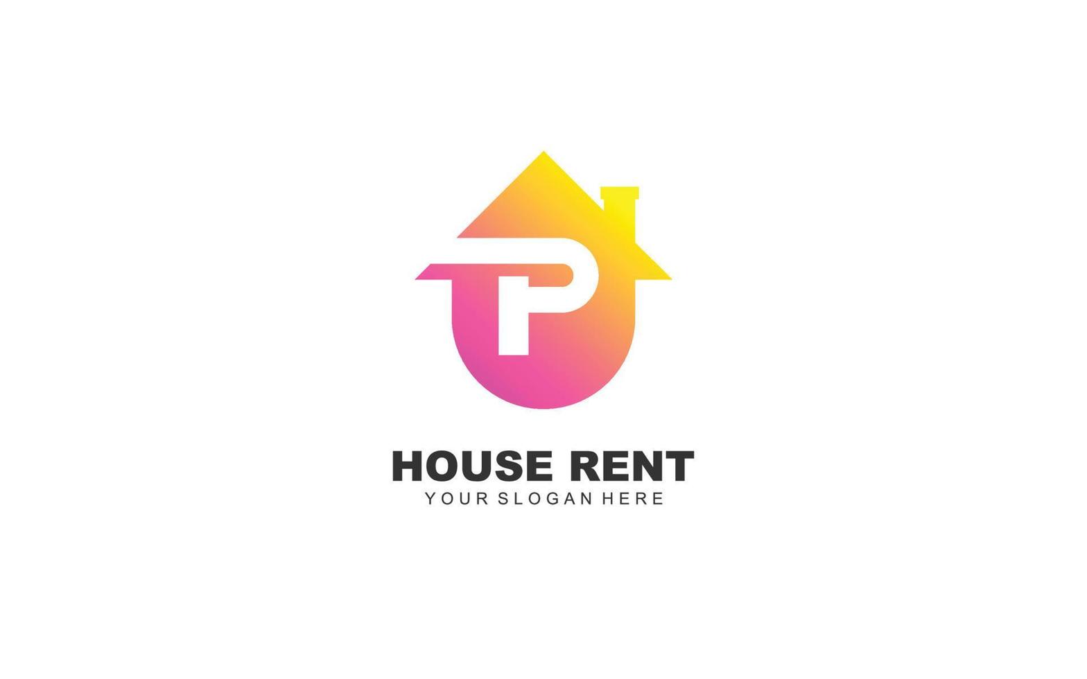 P real estate logo design inspiration. Vector letter template design for brand.