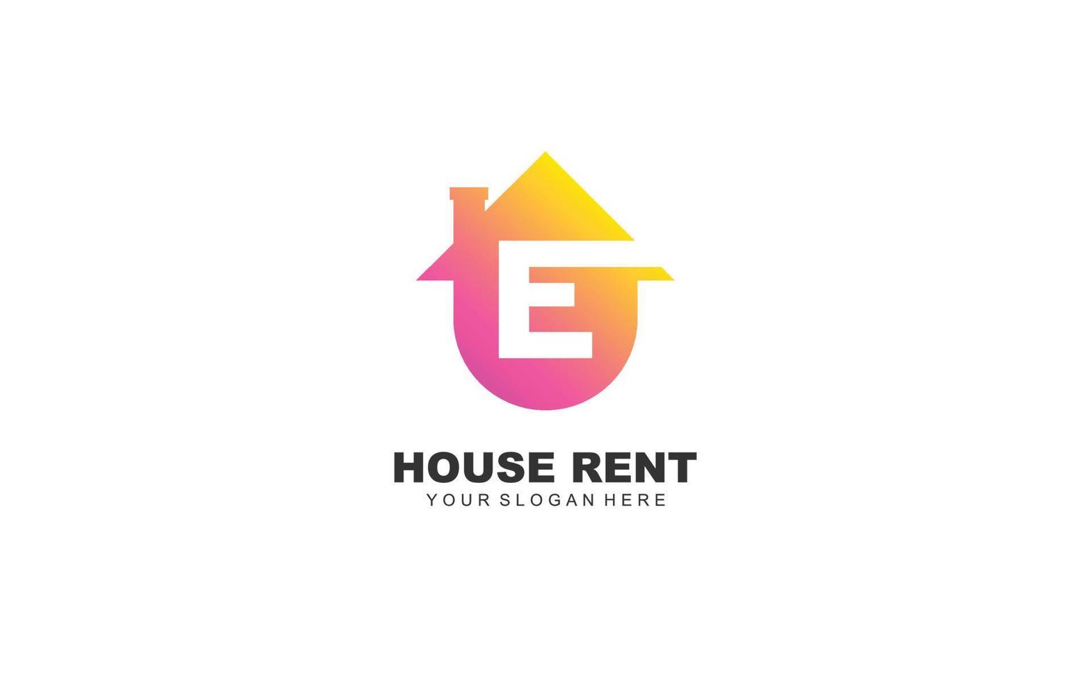 E real estate logo design inspiration. Vector letter template design for brand.