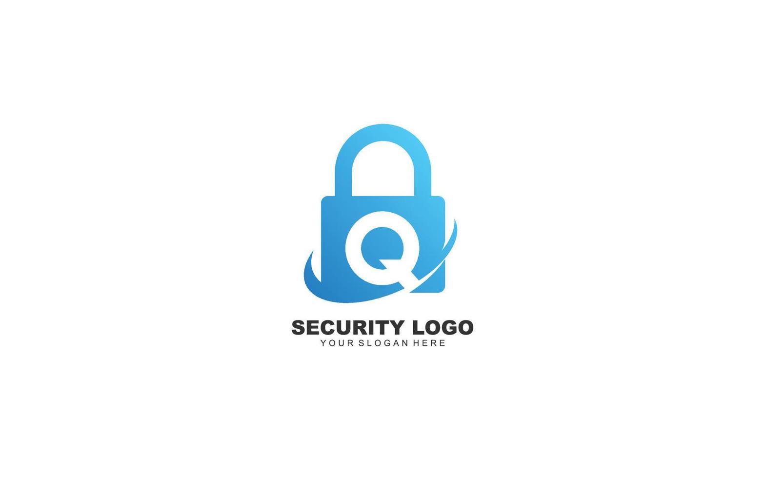 Q Security logo design inspiration. Vector letter template design for brand.
