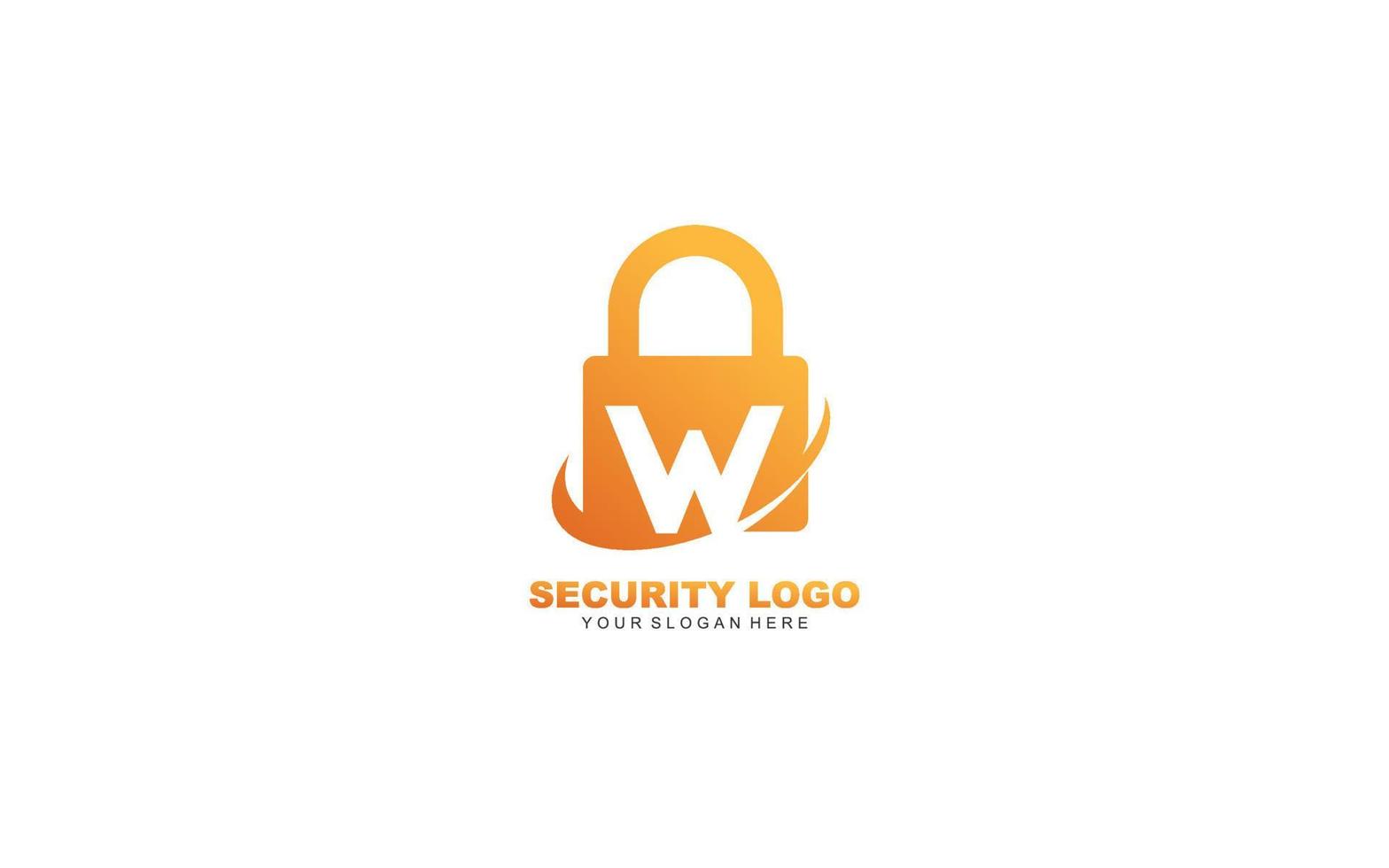 W Security logo design inspiration. Vector letter template design for brand.