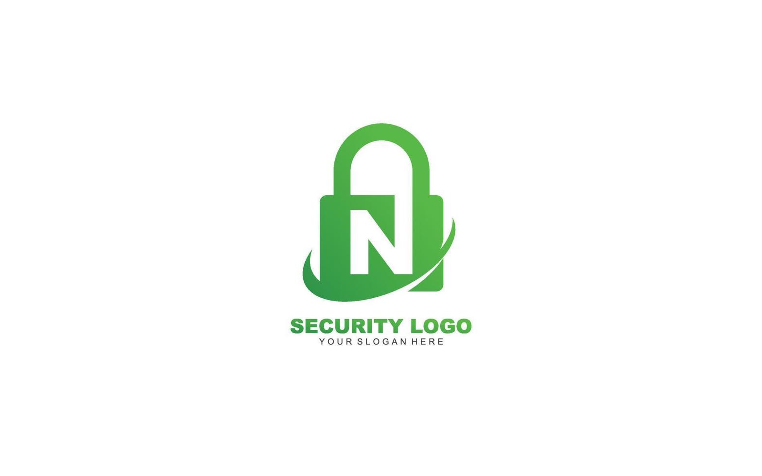 N Security logo design inspiration. Vector letter template design for brand.