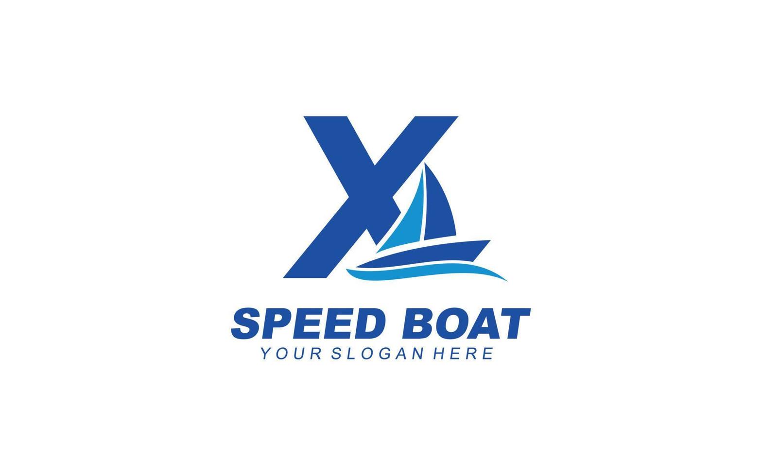 X Boat logo design inspiration. Vector letter template design for brand.