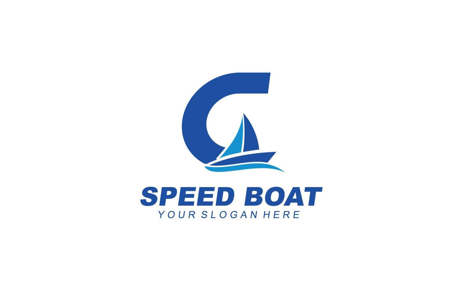 C Boat logo design inspiration. Vector letter template design for brand.