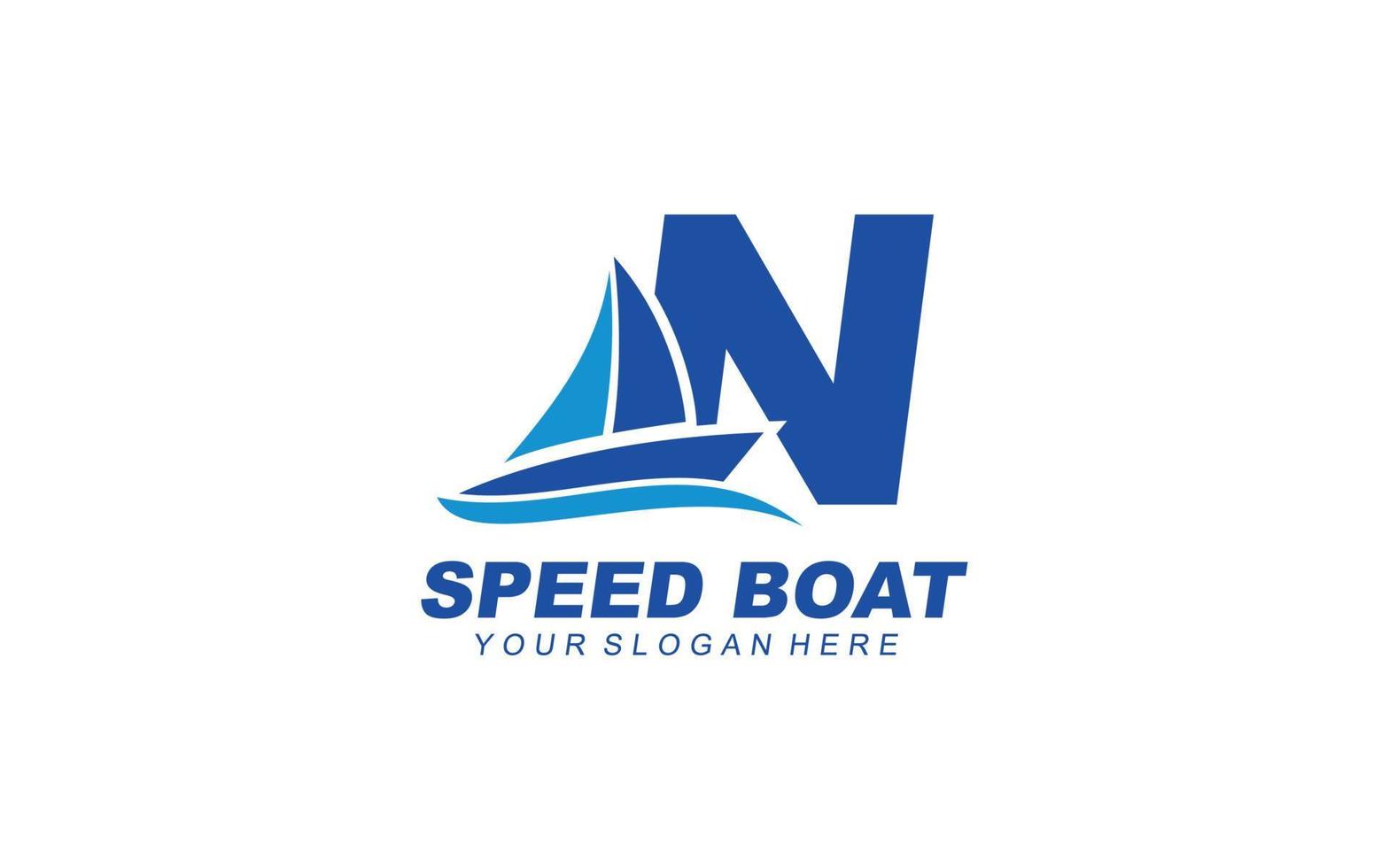 N Boat logo design inspiration. Vector letter template design for brand.