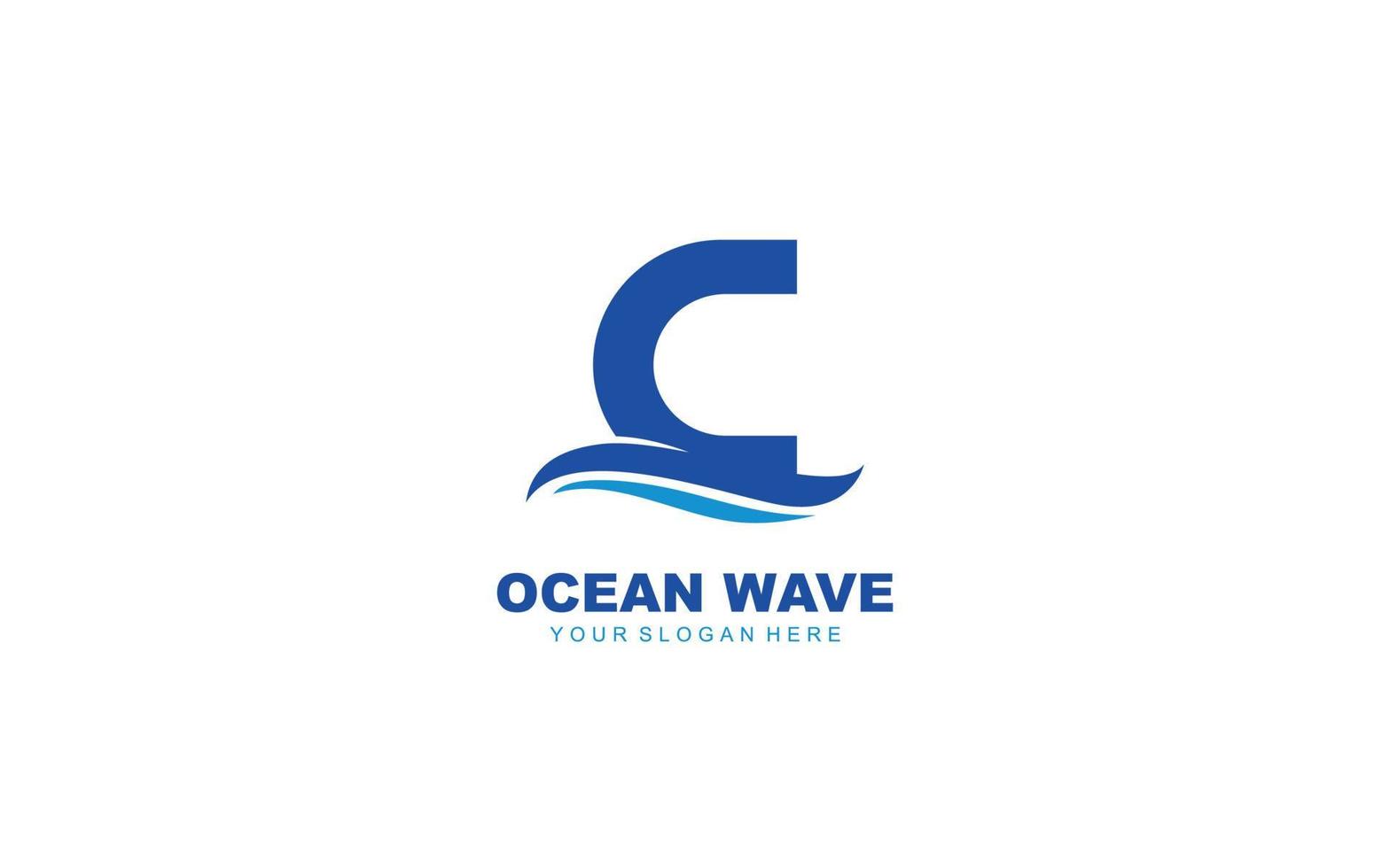 C WAVE logo design inspiration. Vector letter template design for brand.