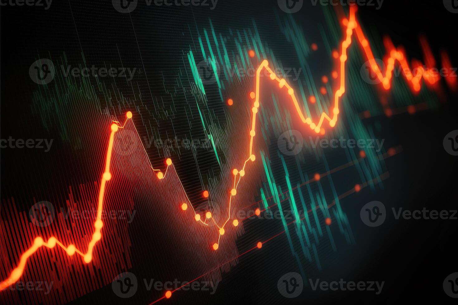 , stock market chart lines, financial graph on technology abstract background represent financial crisis, financial meltdown. Technology concept, trading market concept. photo