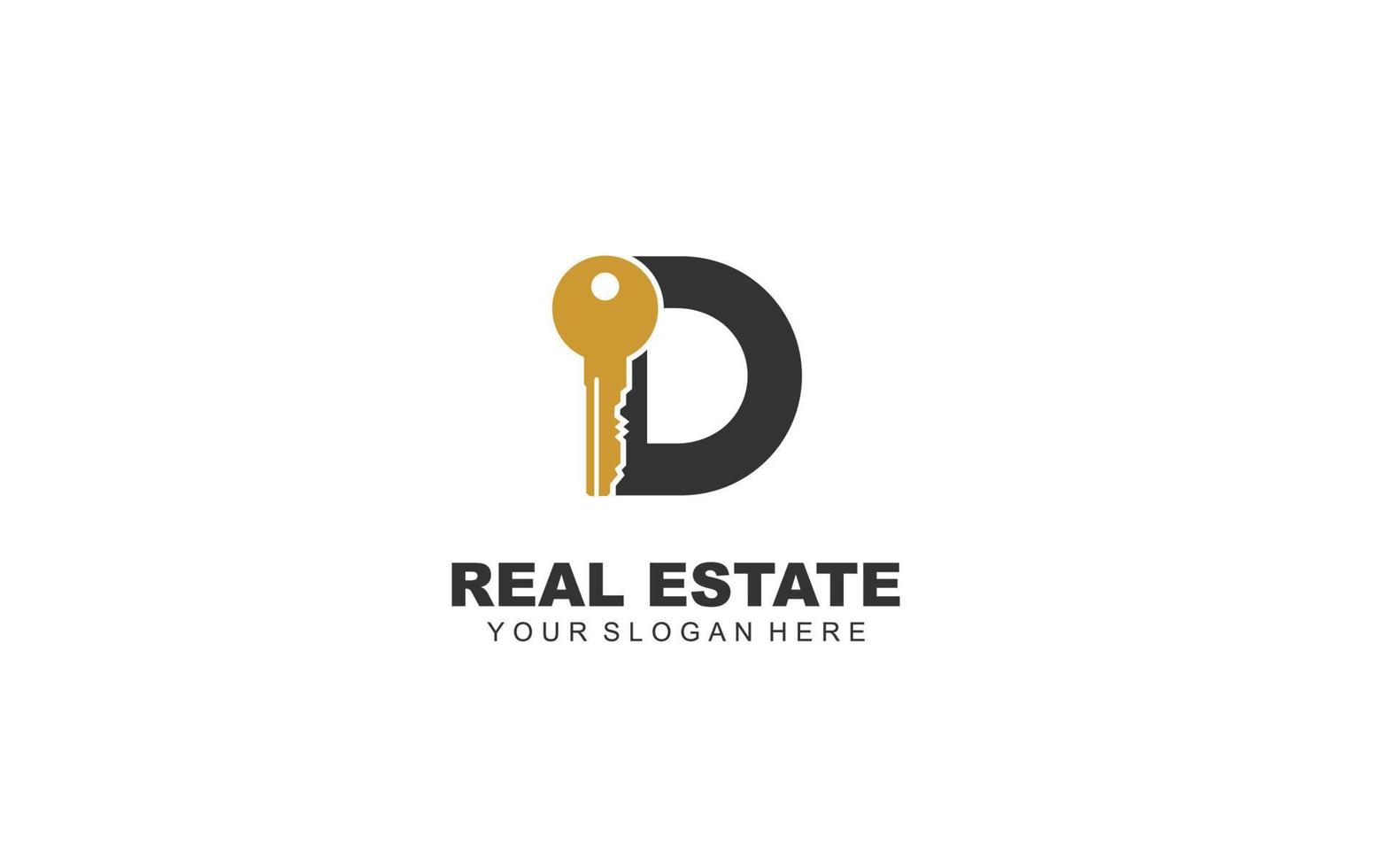 D real estate logo design inspiration. Vector letter template design for brand.