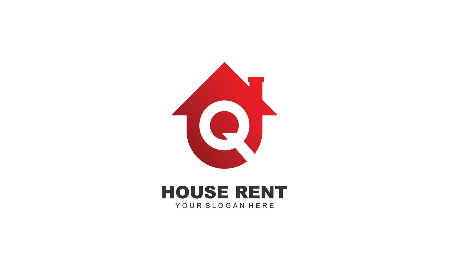 Q real estate logo design inspiration. Vector letter template design for brand.