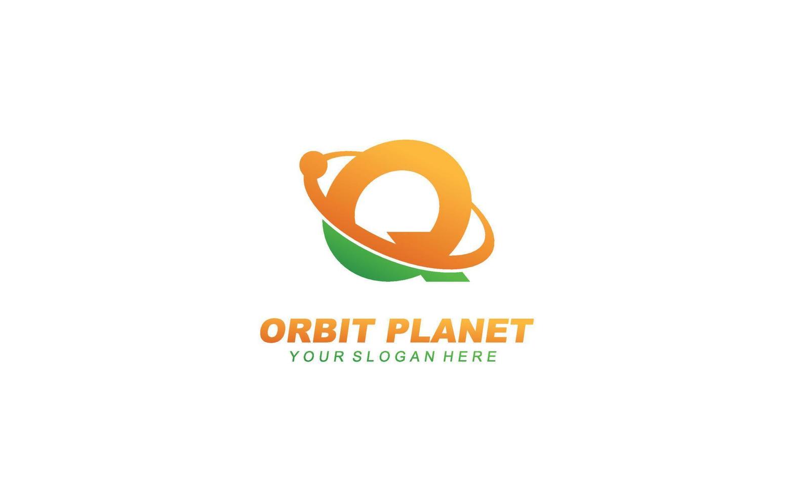 Q planet logo design inspiration. Vector letter template design for brand.