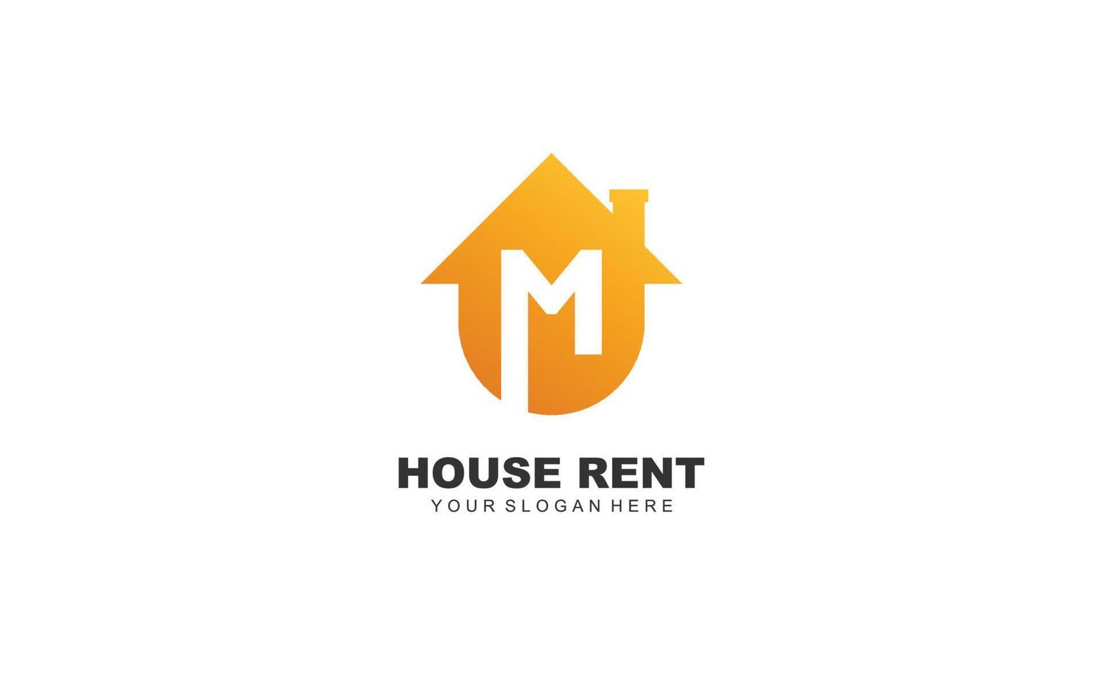 M real estate logo design inspiration. Vector letter template design for brand.