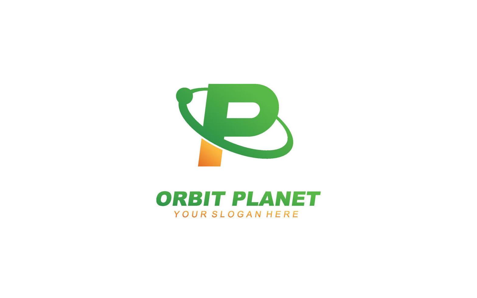 P planet logo design inspiration. Vector letter template design for brand.